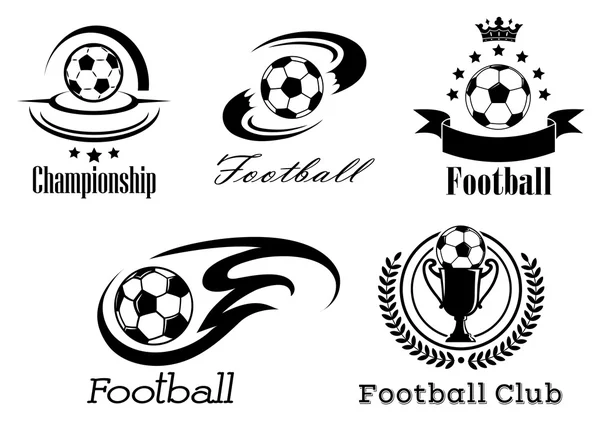 Emblemas o insignias de fútbol y fútbol — Vector de stock