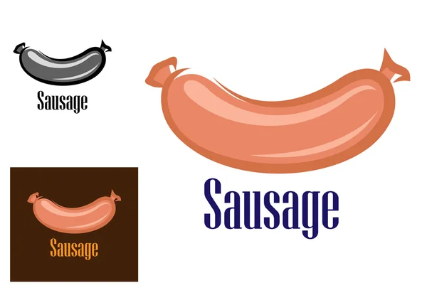 Colored sausage cartoon icon or logo — Stock Vector