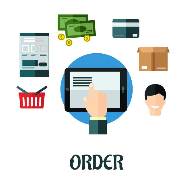 Order and shop online flat concept — Stock Vector