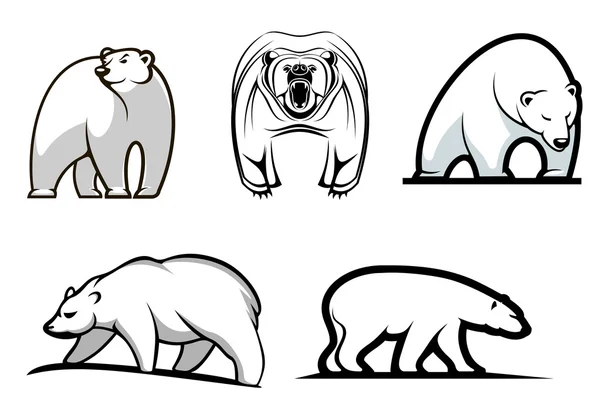 Ensemble de dessins animés ours polaires — Image vectorielle