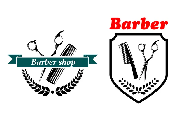 Barber Shop emblems or labels — Stock Vector