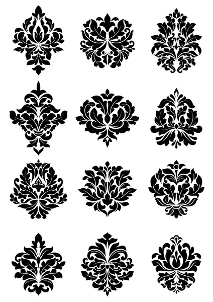 Gras motifs floraux arabesques — Image vectorielle