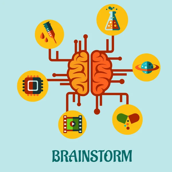 Design concettuale piatto di brainstorming creativo — Vettoriale Stock