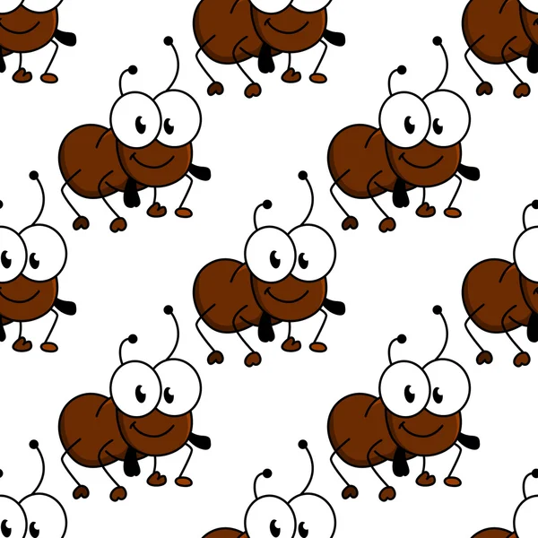 Cute little cartoon ant seamless pattern — Stock Vector