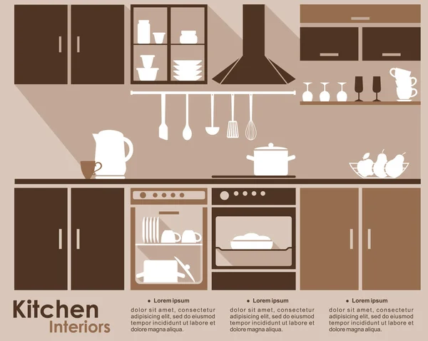 Kitchen interior infographic template — Stock Vector