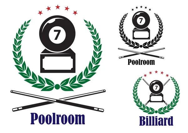 Billiard or pool badges or emblems — Stock Vector