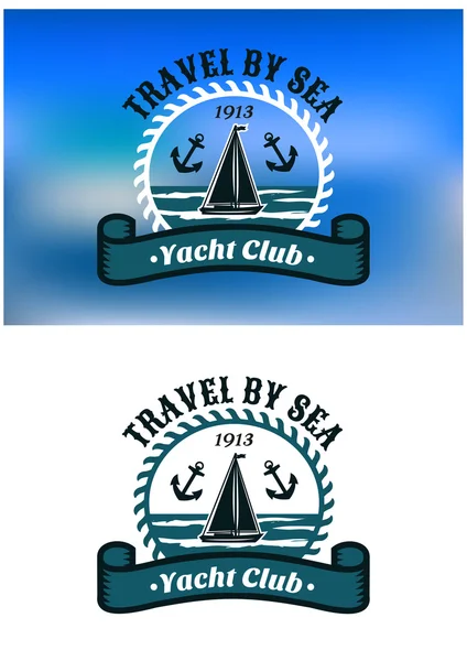 Yacht Club emblem or badge — Stock Vector