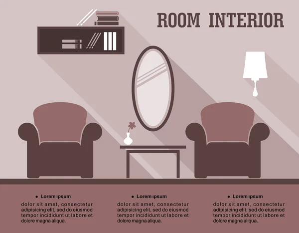 Infografis interior ruang tamu - Stok Vektor