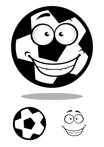 Fútbol feliz o pelota de fútbol con una sonrisa tonta — Vector de stock