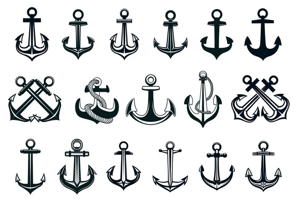 Conjunto heráldico de ícones de ancoragem de navios —  Vetores de Stock