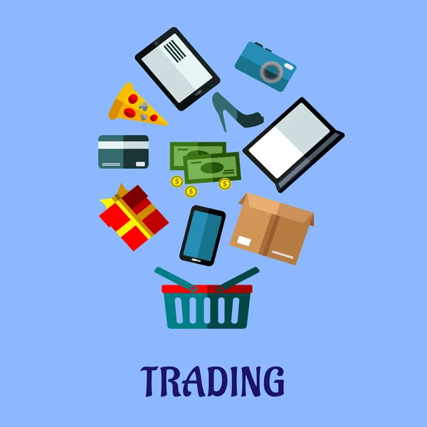 Tradingflat design de cartaz para compras online — Vetor de Stock