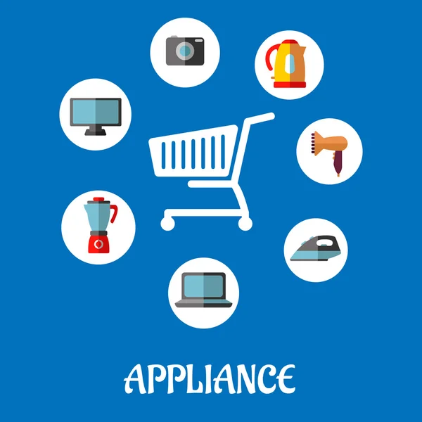 Flat household appliances icons — Stock Vector