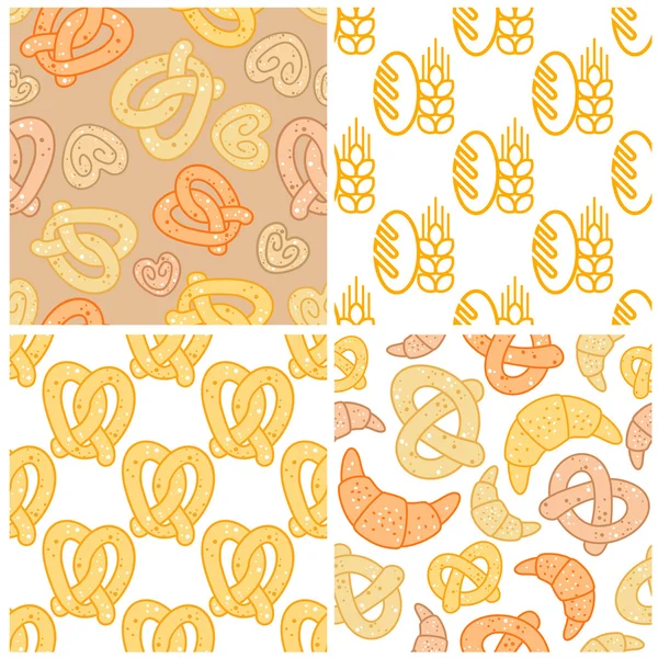 Set of bakery seamless patterns — Stock Vector