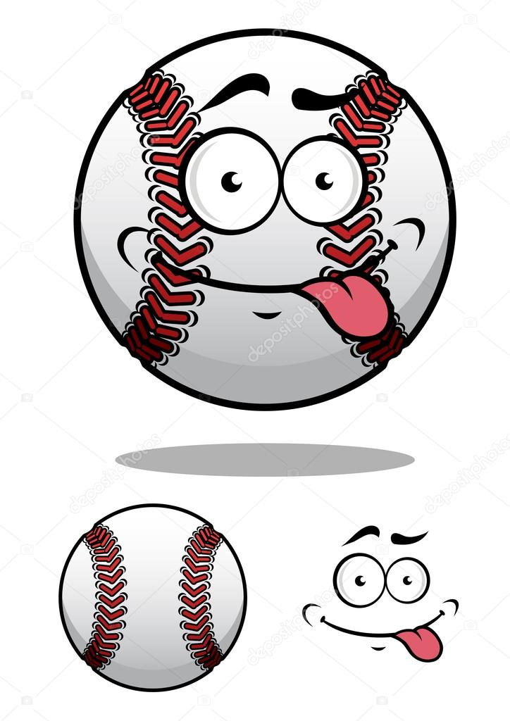 Cartoon baseball ball with a cheeky grin