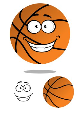 Mutlu gülümseyen karikatür basketbol