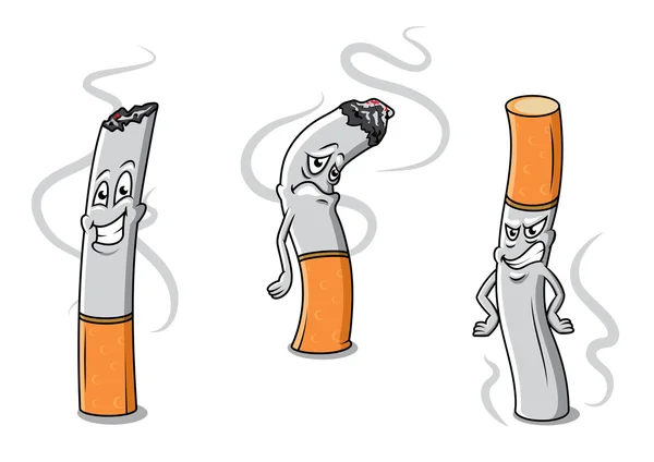 Cute cartoon cigarettes characters — Stock Vector