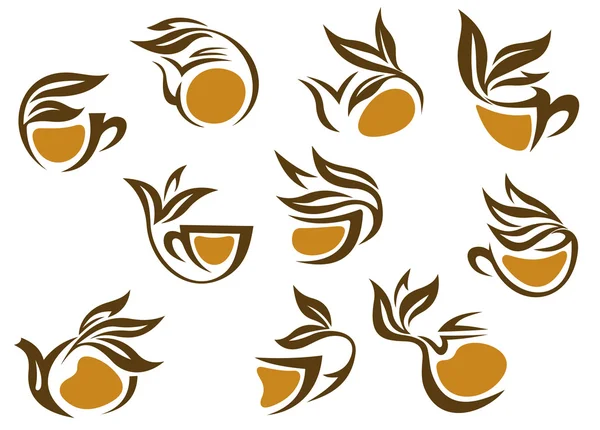 Iconos de té de hierbas orgánicas — Archivo Imágenes Vectoriales