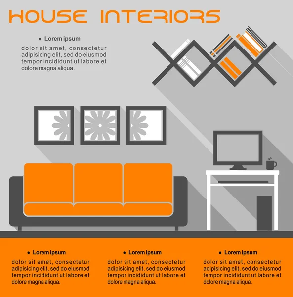 Maison modèle vectoriel infographique intérieur — Image vectorielle