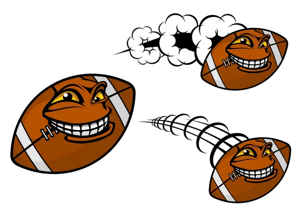 Ποδόσφαιρο ή ράγκμπι μπάλα χαρούμενος κινουμένων σχεδίων — Διανυσματικό Αρχείο