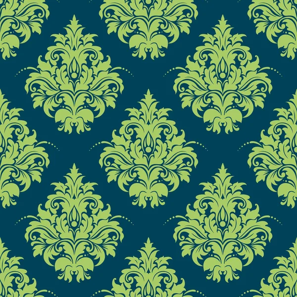 Style damassé vert et bleu motif sans couture — Image vectorielle