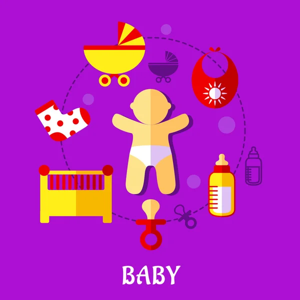 カラフルなフラット赤ちゃんデザイン — ストックベクタ