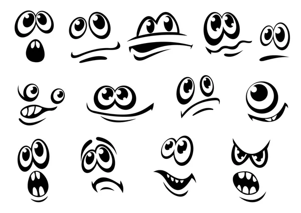 Lindas expresiones faciales en blanco y negro — Vector de stock