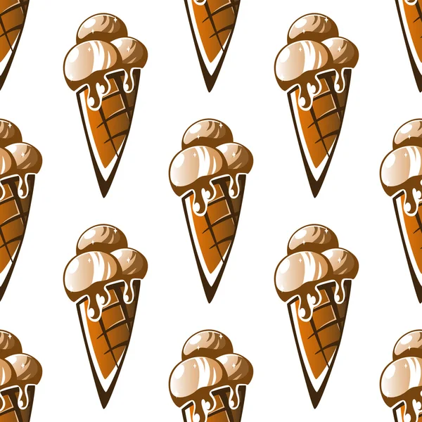 Seamless pattern of a chocolate ice cream cone — Stock Vector