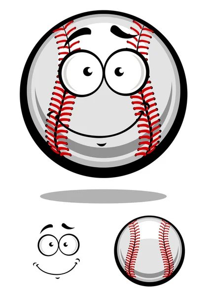 Sonriente bola de béisbol de dibujos animados — Vector de stock