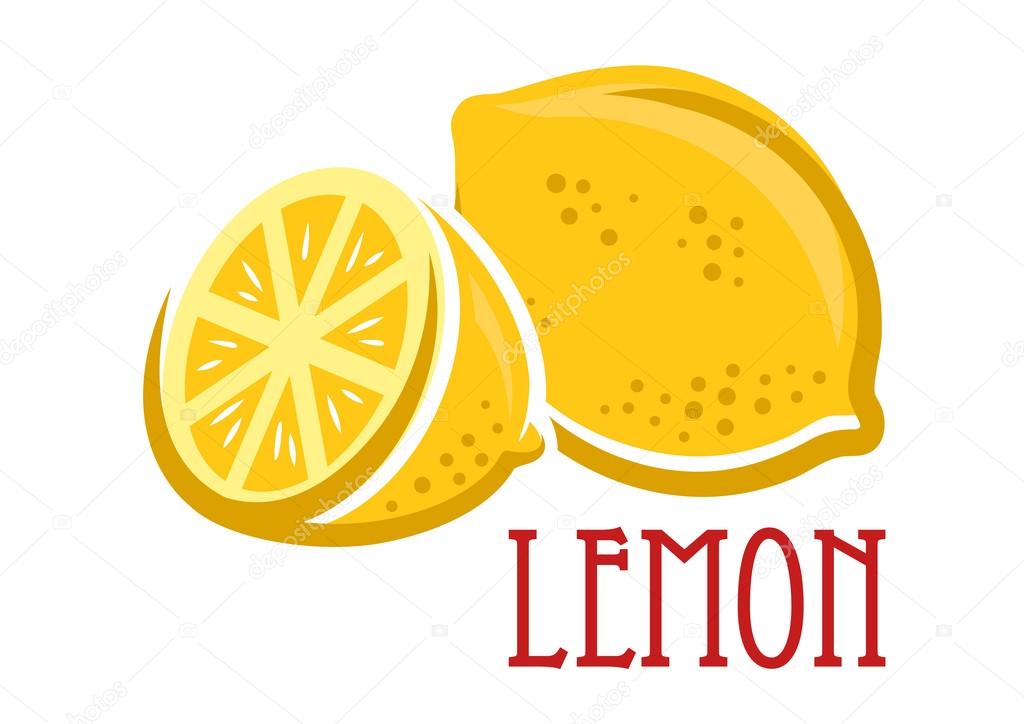 Lemon fruit symbol in cartoon sketch style, vector illustration