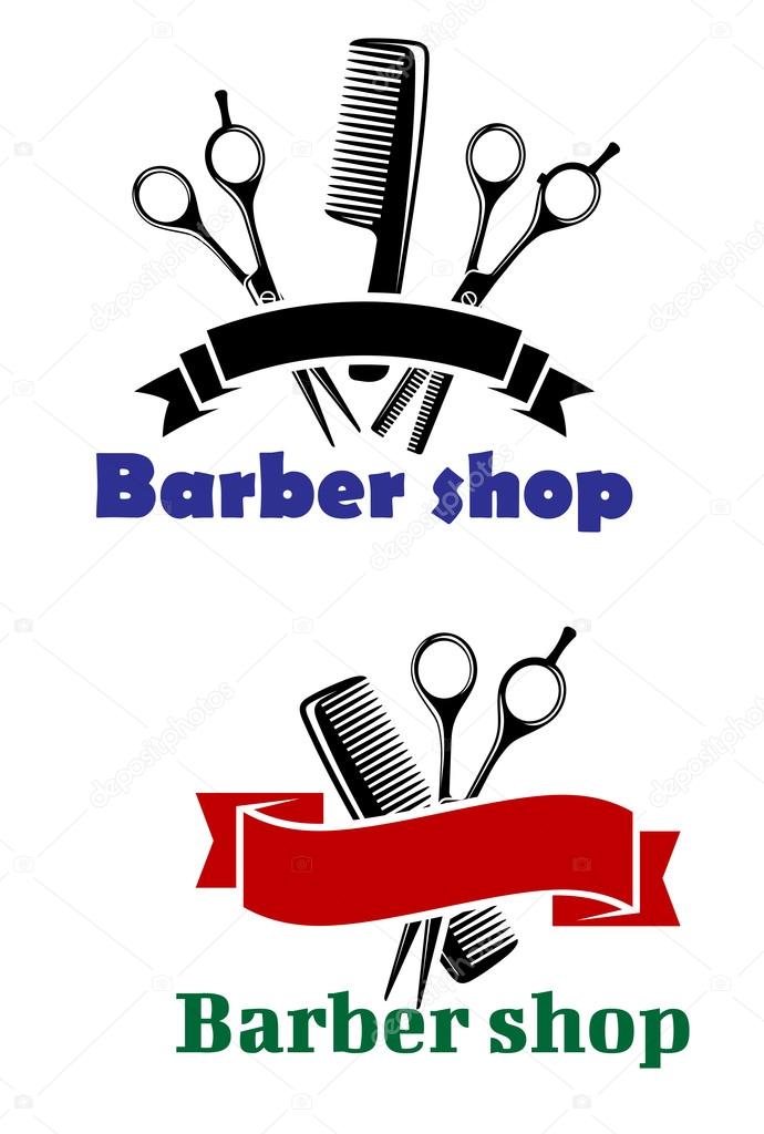 Barber Shop signs with blank banners