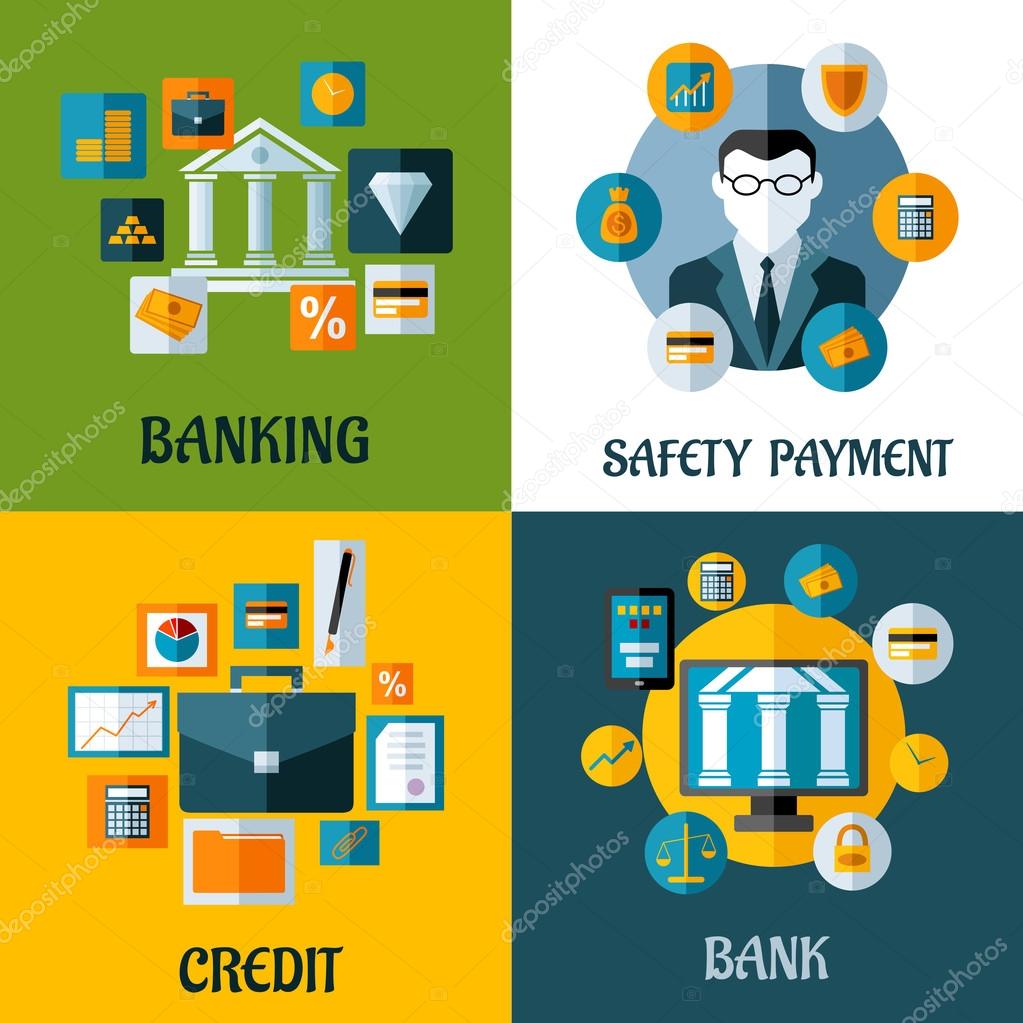 Set of banking and financial flat designs