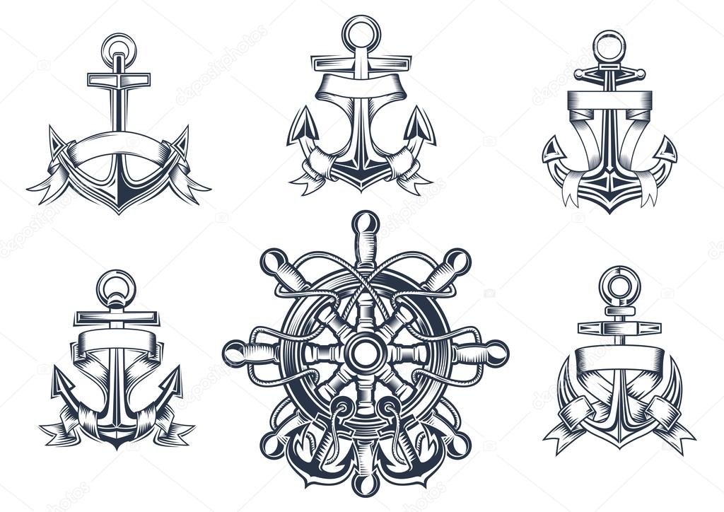 Vintage marine and nautical icons