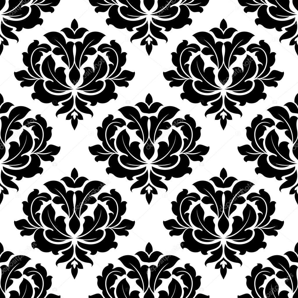 Black and white arabesque seamless pattern