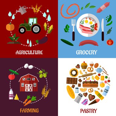 Yaratıcı gıda ürünleri konsept düz infographics tasarımı