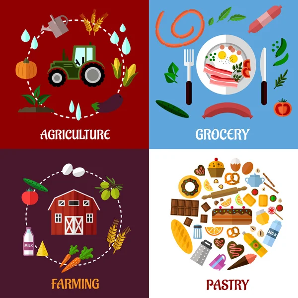 Yaratıcı gıda ürünleri konsept düz infographics tasarımı — Stok Vektör