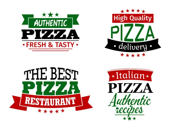 Set di etichette e banner per pizza — Vettoriale Stock