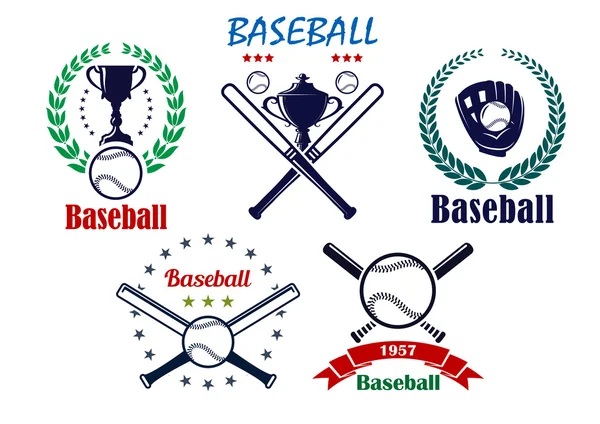 Baseball sport emblem och symboler — Stock vektor