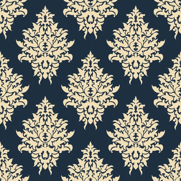 Beige op blauwe naadloze bloemmotief — Stockvector