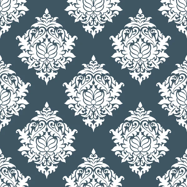 Modré a bílé květinové bezešvé pozadí vzorek — Stockový vektor