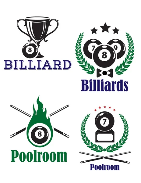 Billiards or poolroom emblems — Stock Vector