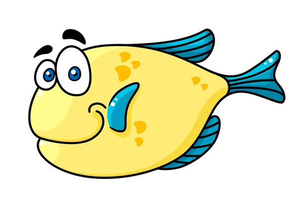 Poisson souriant dessiné avec de grands yeux — Image vectorielle