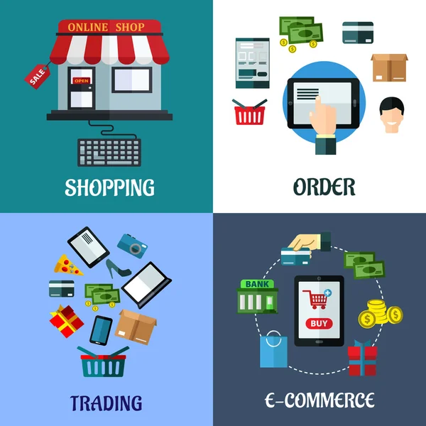 Business et shopping concept plat — Image vectorielle
