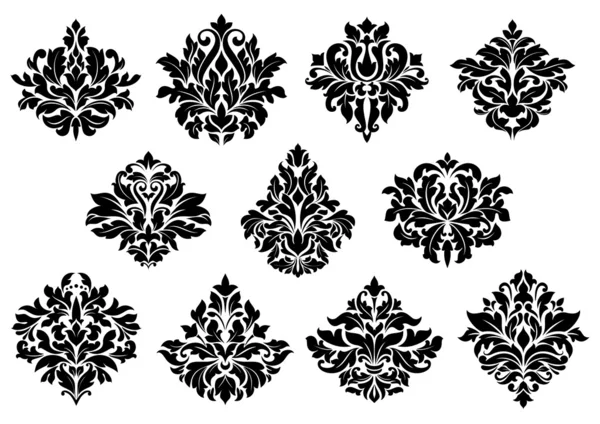 ダマスク織花のデザイン要素 — ストックベクタ
