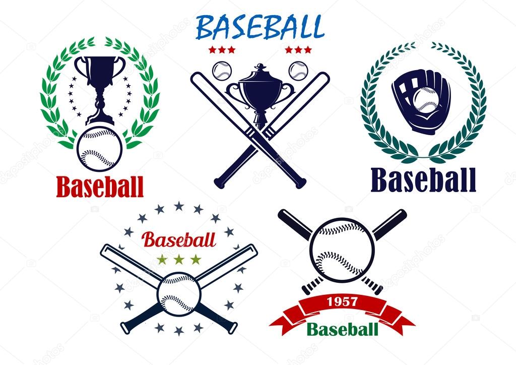 Baseball sporting emblems and symbols