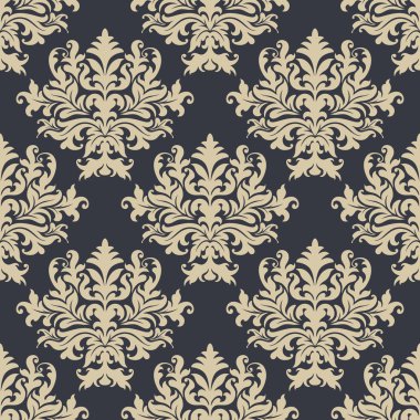 Vintage sarı damasko çiçek seamless modeli