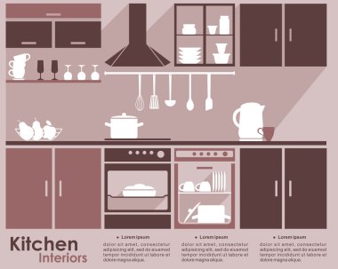 Mutfak iç düz Infographic tasarım
