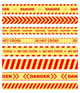 Warning, danger and caution tapes or ribbons clipart