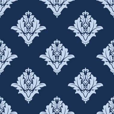 Mavi çiçek Arabesk damask deseni