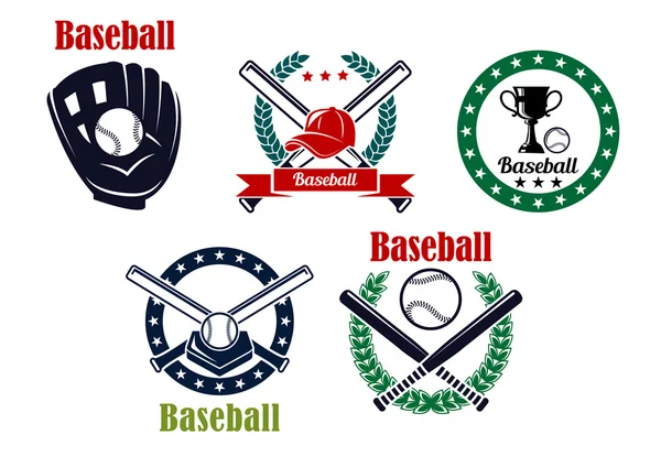 Set di emblemi araldici da baseball — Vettoriale Stock