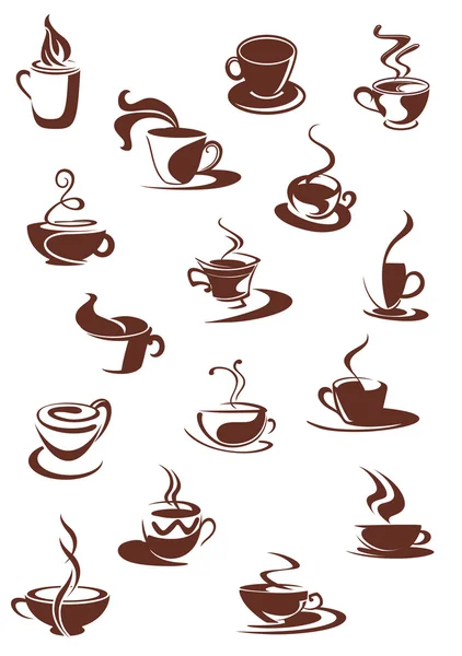 Sıcak kahve skeçler kümesi — Stok Vektör